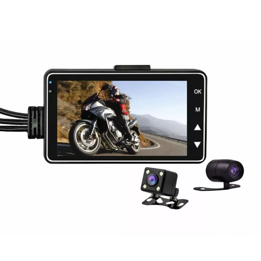 140° 3In LCD Motorcycle DVR Dash Cam Recorder Front/Rear Driving HD Dual Camera Motorcycle Driving Recorder