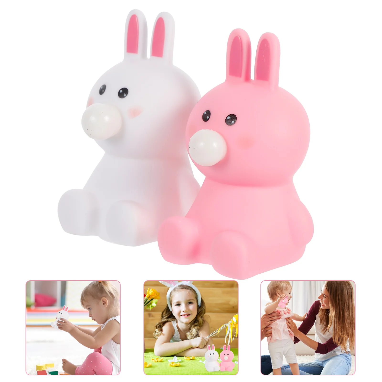 

2pcs Stretchy Rabbit Squeeze Toys Pressure Relief Playthings Bunny Rabbit Toys for Easter