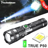super bright led flashlight built in battery torch usb light charging 5 modes waterproof flashlight with zoomable power display