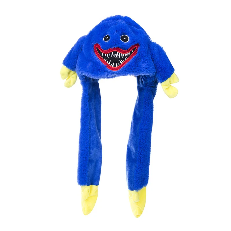 

Poppy Hat Moving Ears Cute Cartoon Toy Hat Huggy Wuggy Classic Playtime Hat Plush Cap Hat For Kids Elastic Caps