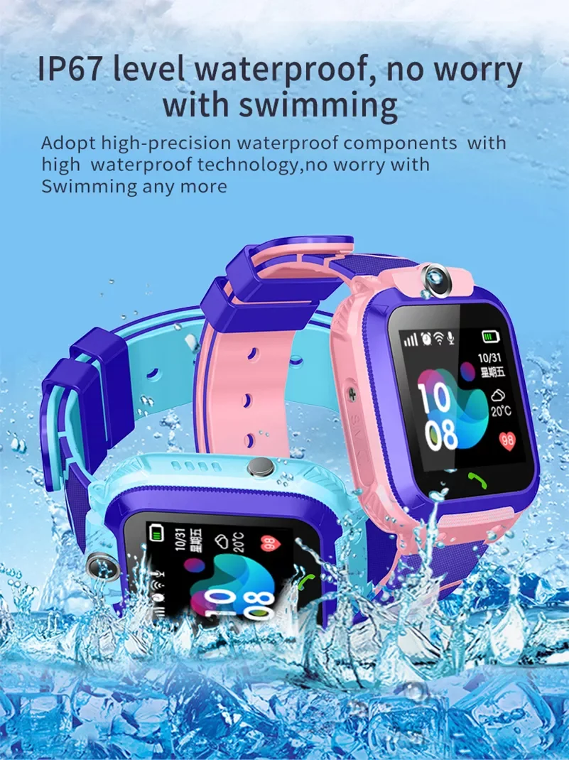 

New SQ12 Smart Watches Waterproof Sports for iphone phone Smartwatch Heart Rate Monitor Blood location Health Reminder For kid