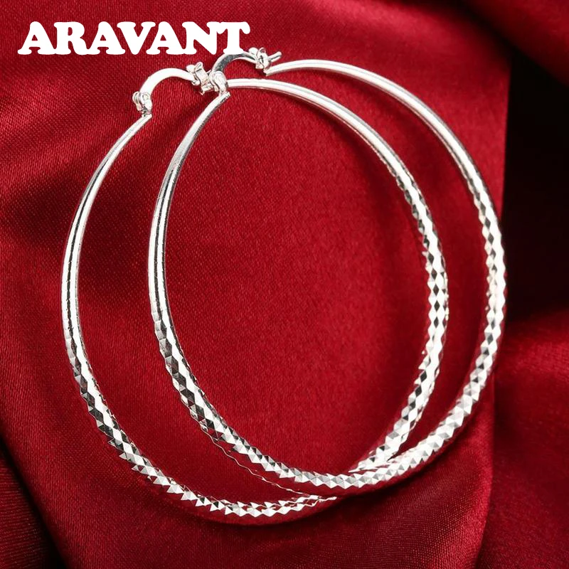 

Aravant 925 Silver 71mm Big Hoop Earring For Women Fashion Wedding Jewelry Gift