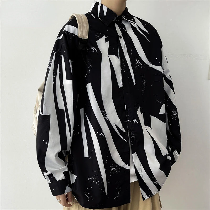 

Deeptown Harajuku Women Blouses Oversized Korean Fashion Shirt Chic Black White Hip Hop Style Casual Female Top Kpop Streetwear
