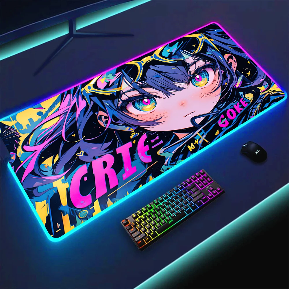 Большой коврик для мыши с RGB-подсветкой Женский игровой клавиатуры рисунком