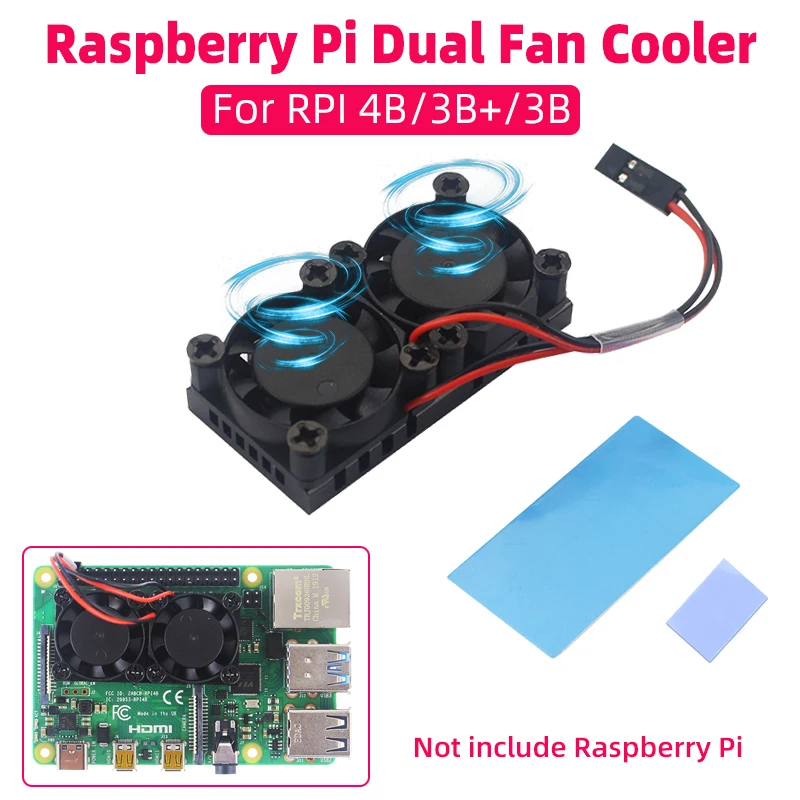Активный кулер Raspberry Pi с двумя вентиляторами охлаждающий радиатор для процессора