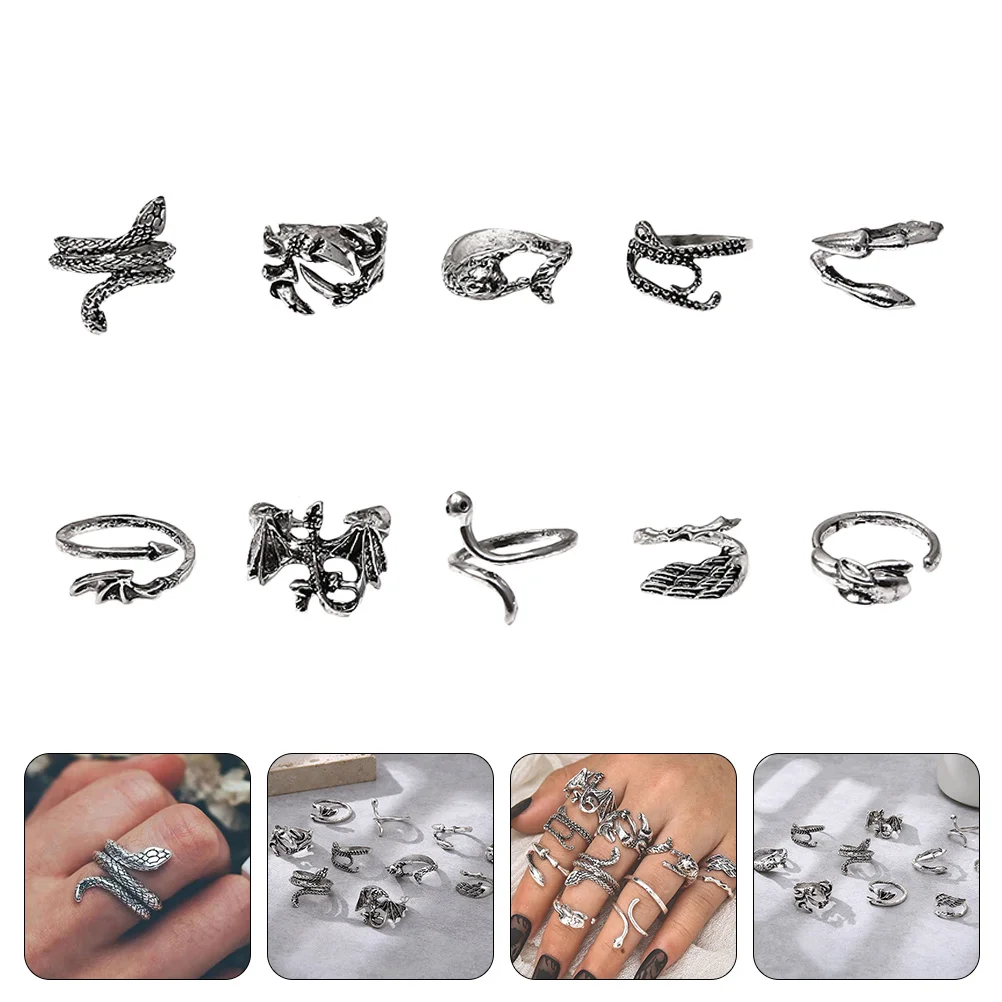

10pcs Halloween Adjustable Rings Novel Finger Rings Decorations Accessories