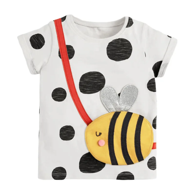 2023 Baby Girls Lovely T-shirt with Little Bee Cotton New Fashion T-shirt Soft and Comfort for Kids 2-7 year