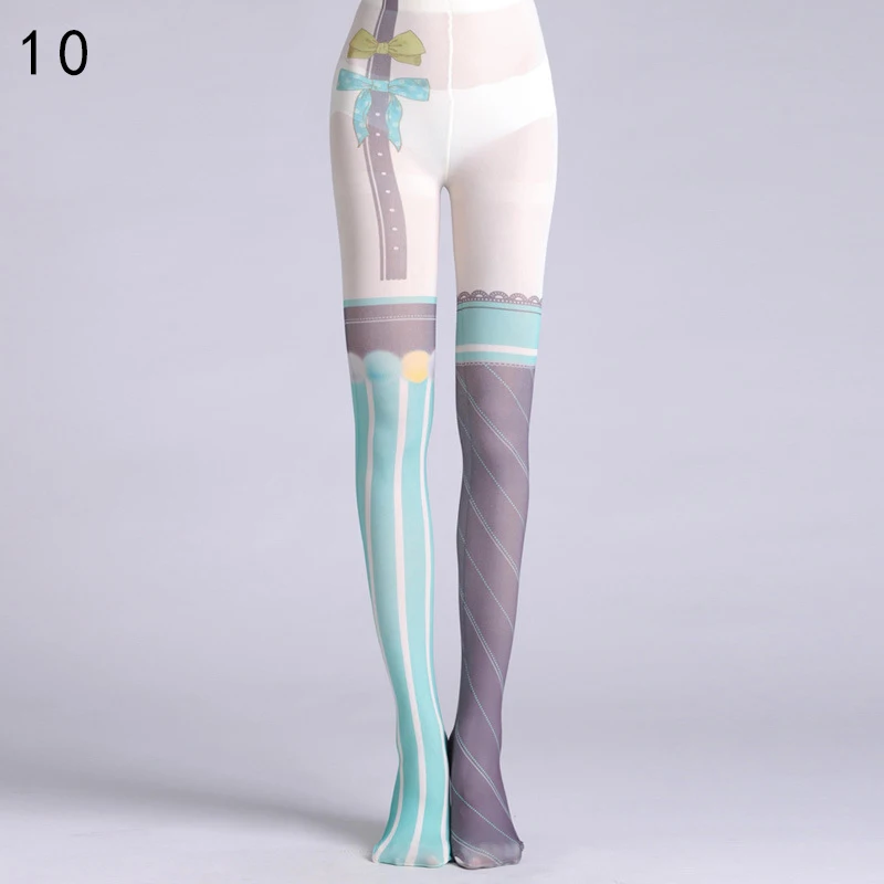 Japanese Style Lolita Floral Printed Pantyhose Harajuku Women Sweet Velvet Sotckings Opaque Tattoo Tights Tattoo Pantyhose