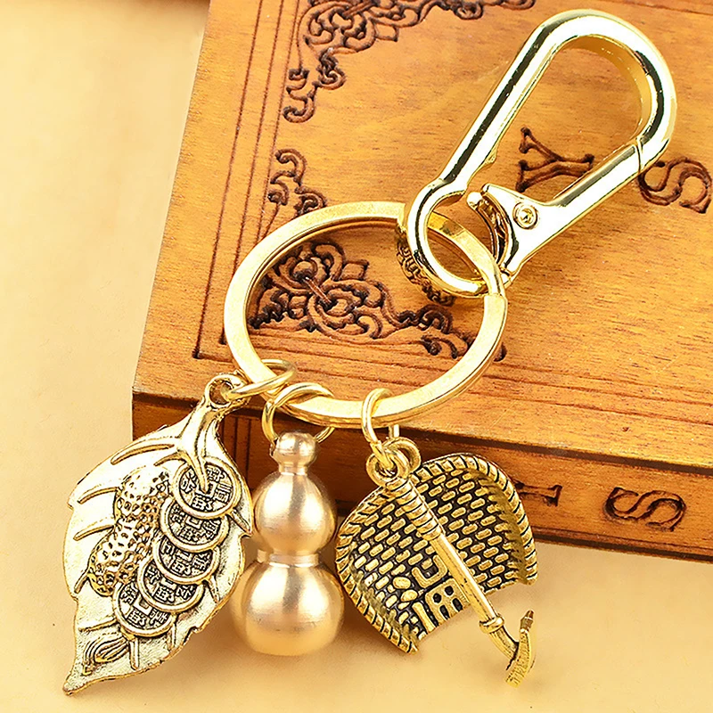 

2022 Year Of The Tiger Pendant With Buckle Copper Gourd Keyring Key Chain Chinese Zodiac Copper Gourd Keychain