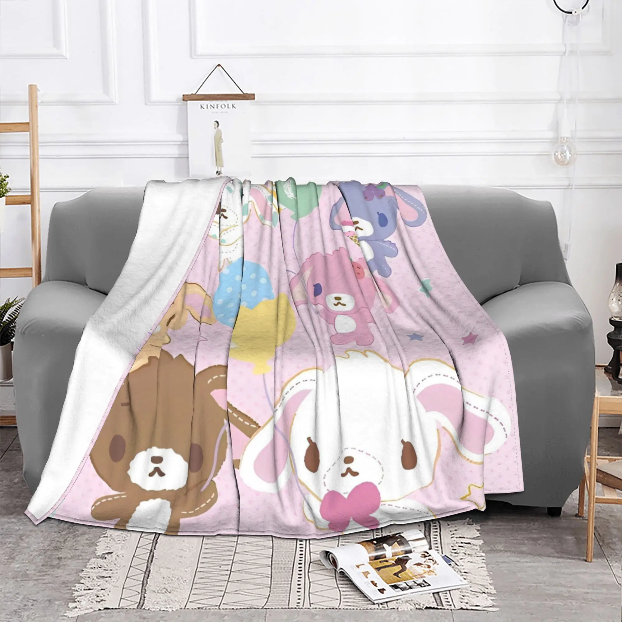 Милое одеяло в виде сахарного кролика Фланелевое смешное теплое покрывало Sanrio