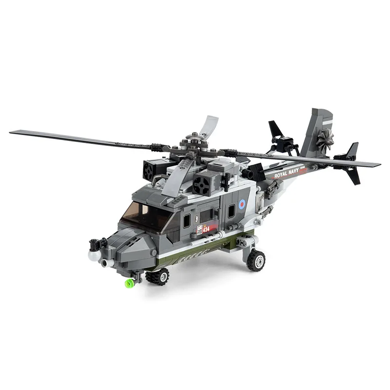 Лидер продаж 2024 военный вертолет с рысями строительные блоки игрушки модель