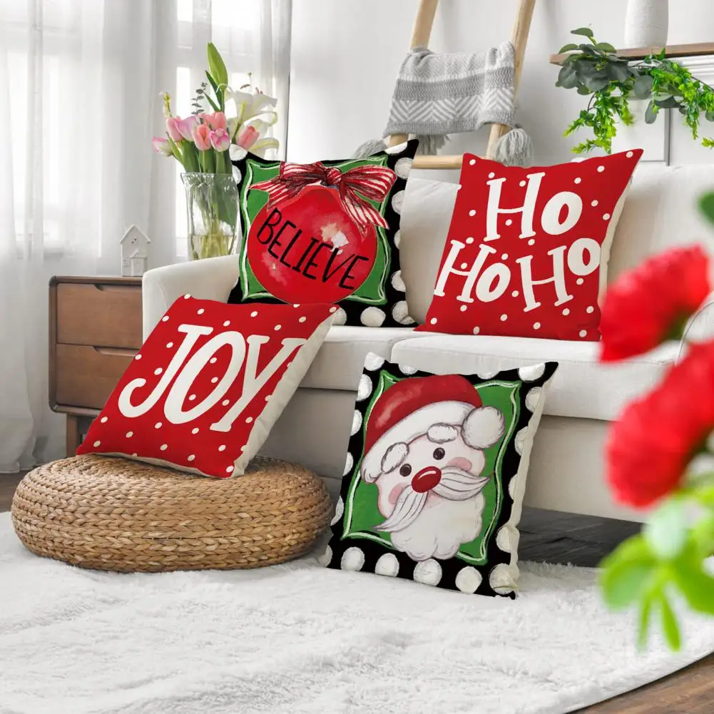 

Долговечная наволочка для подушки, праздничные льняные наволочки с мультяшным рисунком, дизайн со скрытой молнией для рождества, украшение для дома на зиму