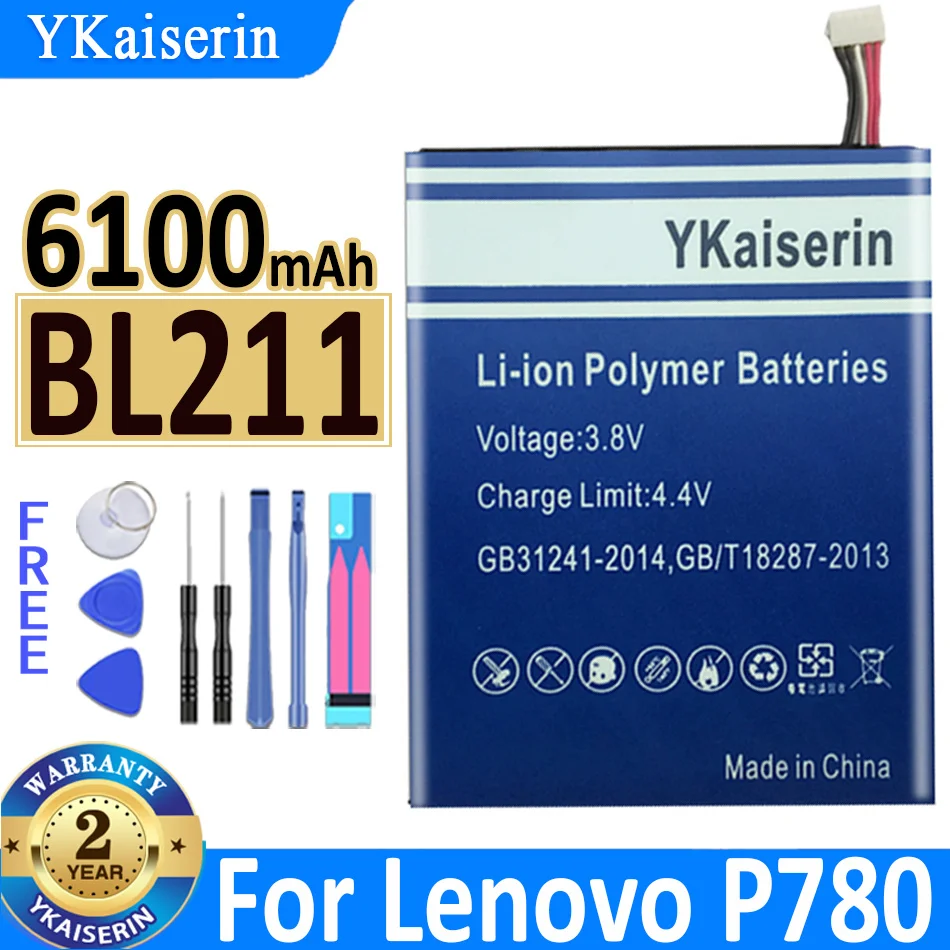 

YKaiserin BL211 BL 211 BL-211 6100mAh Battery Use for Lenovo P780 Battery Batteries + Free Tools