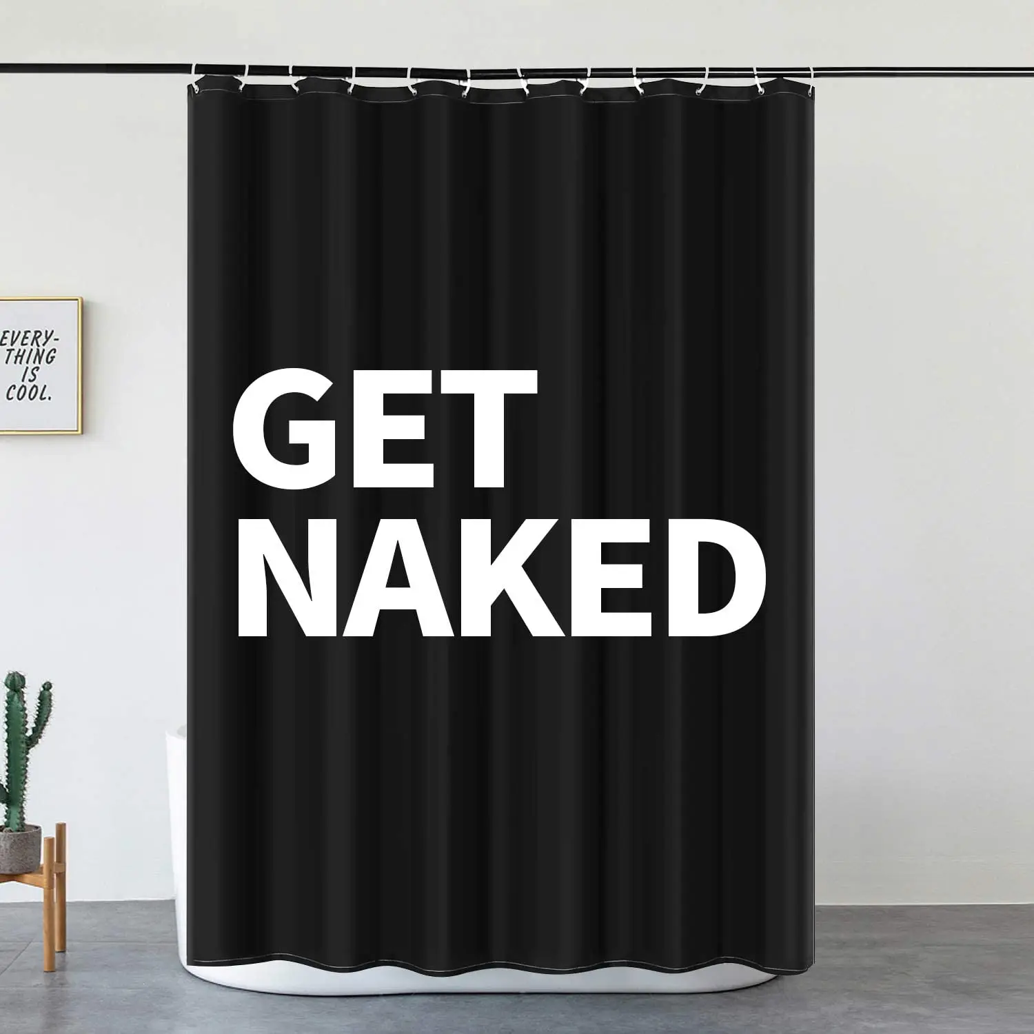

Get Naked Shower Curtain 72" X 72" Black and White Shower Curtain with Get Naked Funny Words Unique Designed for Bathroom Decor