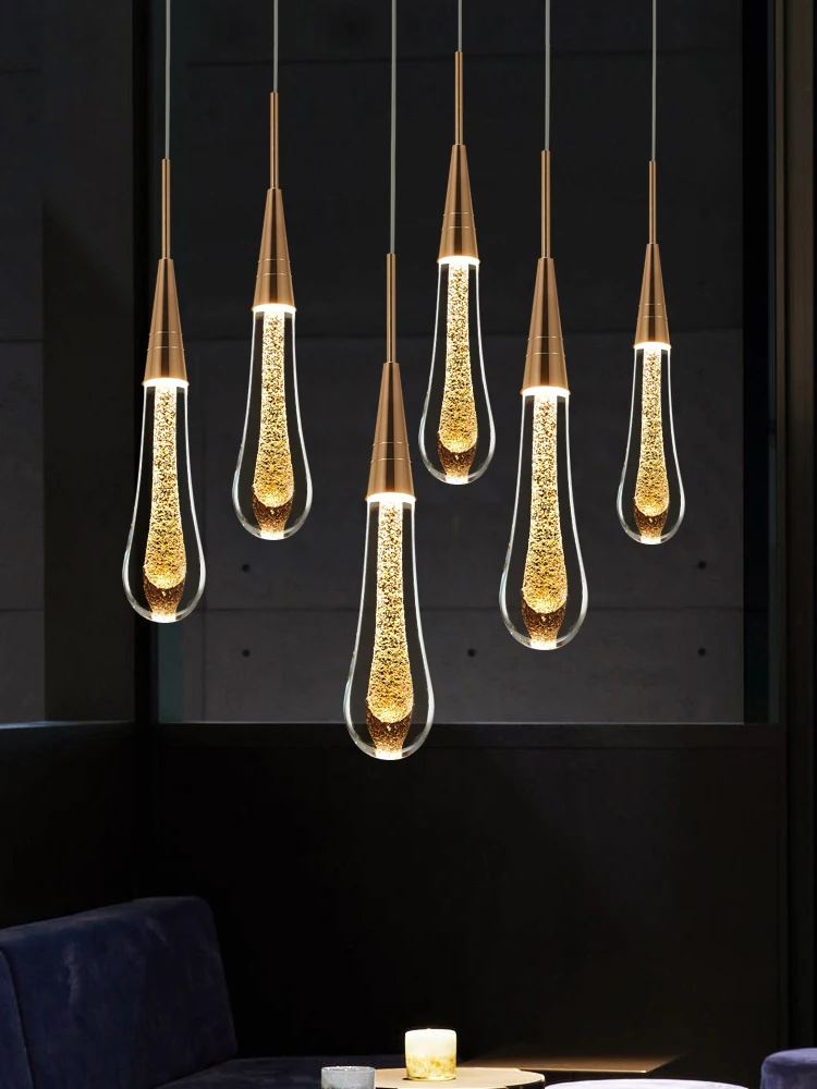 

Crystal Staircase Long Chandelier Modern Minimalist Living Room Restaurant Nordic Luxury Villa Duplex LOFT Designer Rotating Lig