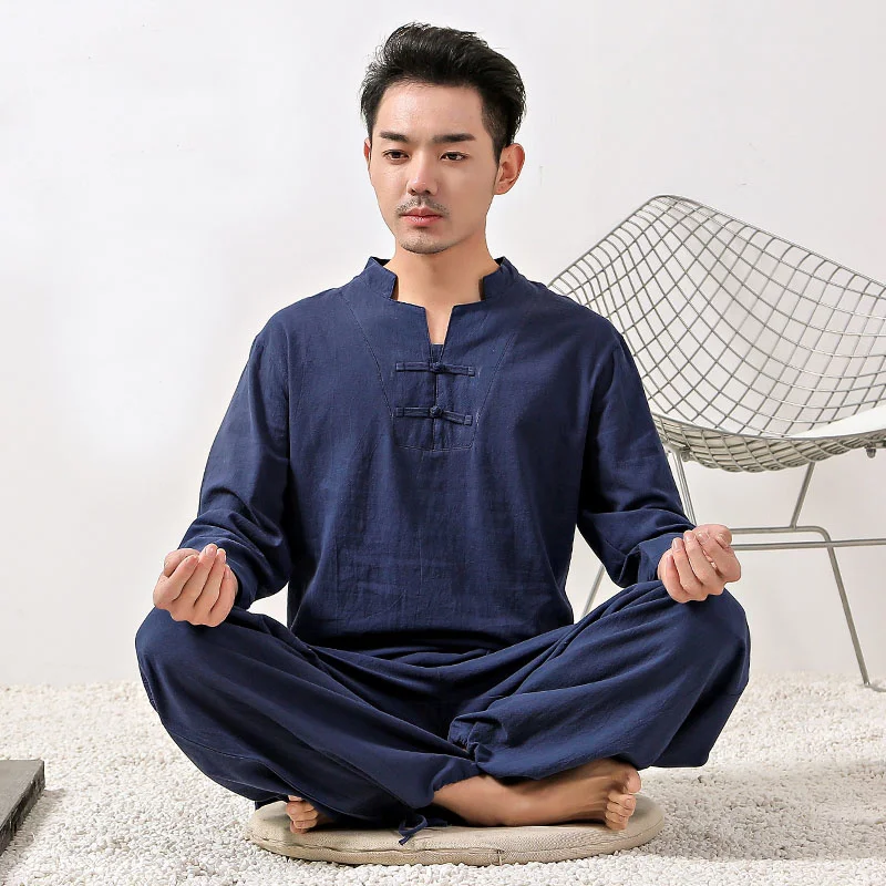 

New Men Tai chi Uniform 4 Colors Cotton Linen High Quality Wushu Kung fu Clothing For Adults Martial arts Wing Chun Suit 2022