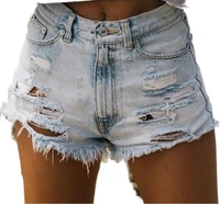 high waist denim shorts women summer casual pocket tassel hole ripped jeans short female femme short pants women