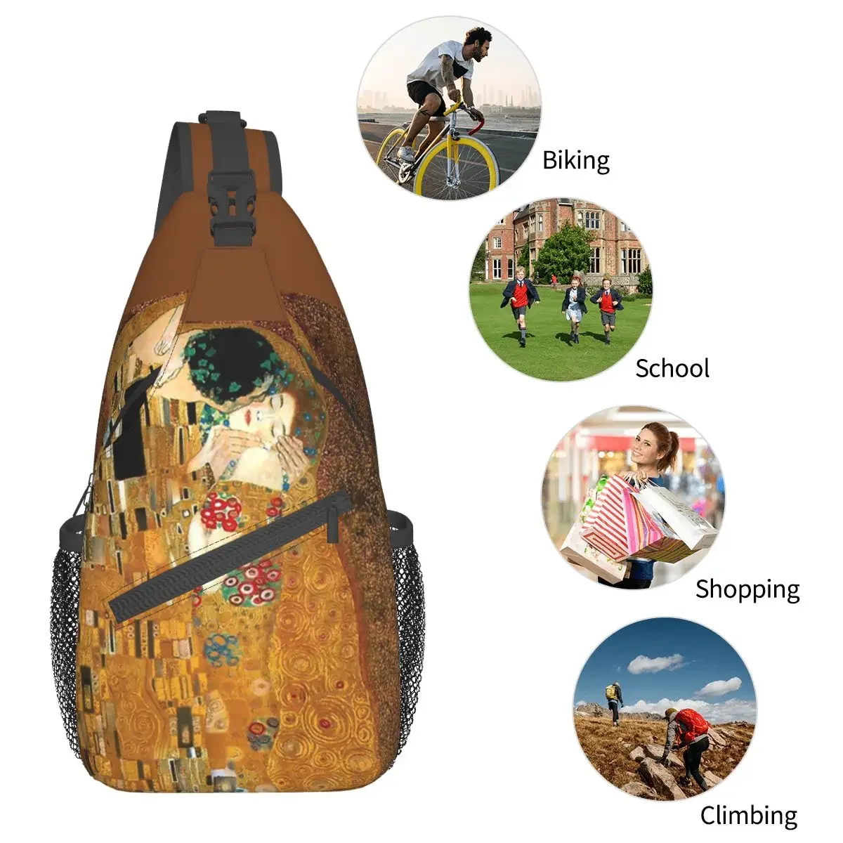 Кросс-боди Сумка-слинг Klimt Kiss крутая нагрудная сумка Густава Климта Фриас