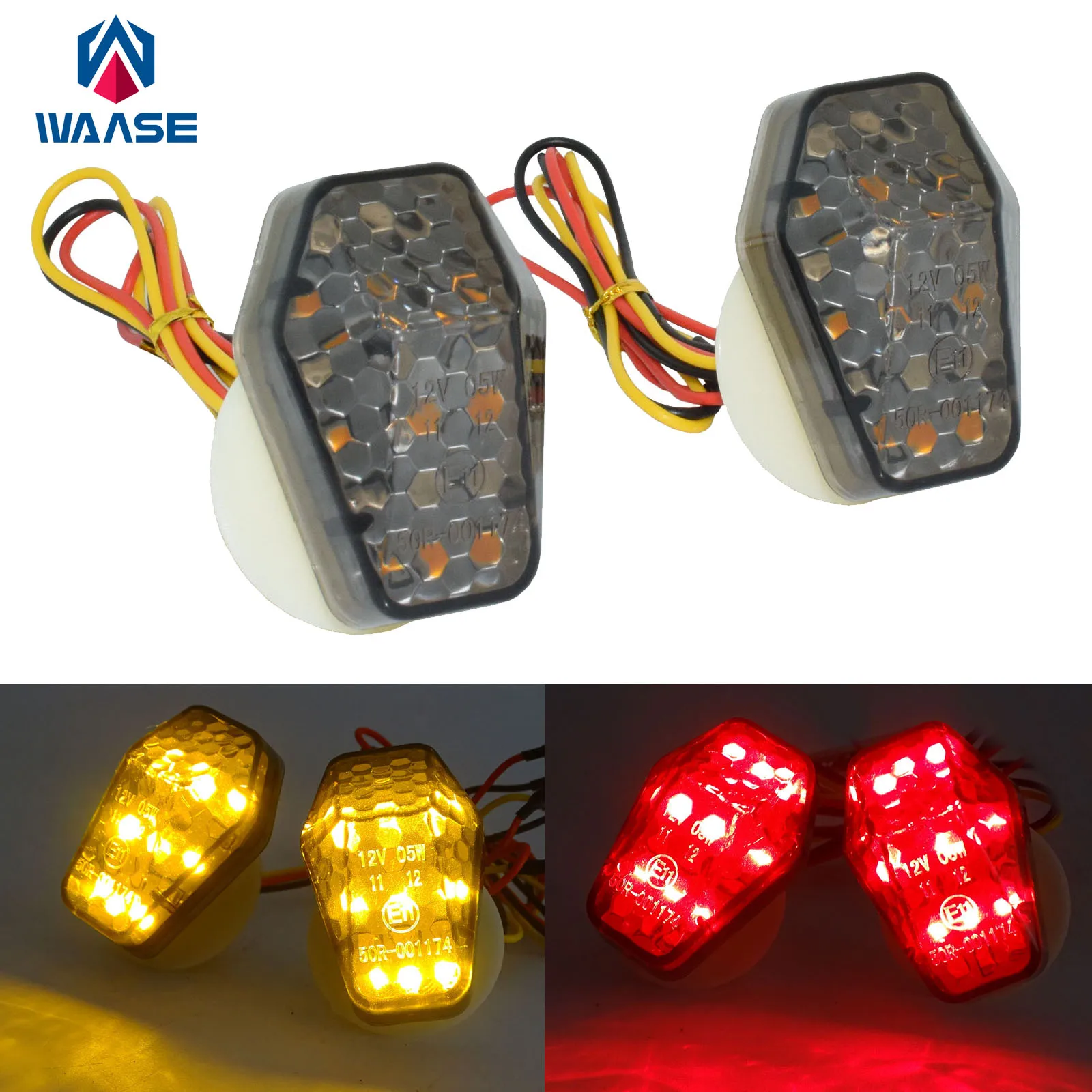 

waase LED Flush Mount Blinker Indicator Turn Signal Light For SUZUKI GSXS GSX-S 750/Z 1000/F GSXS750 GSXS750Z GSXS1000 GSXS1000F
