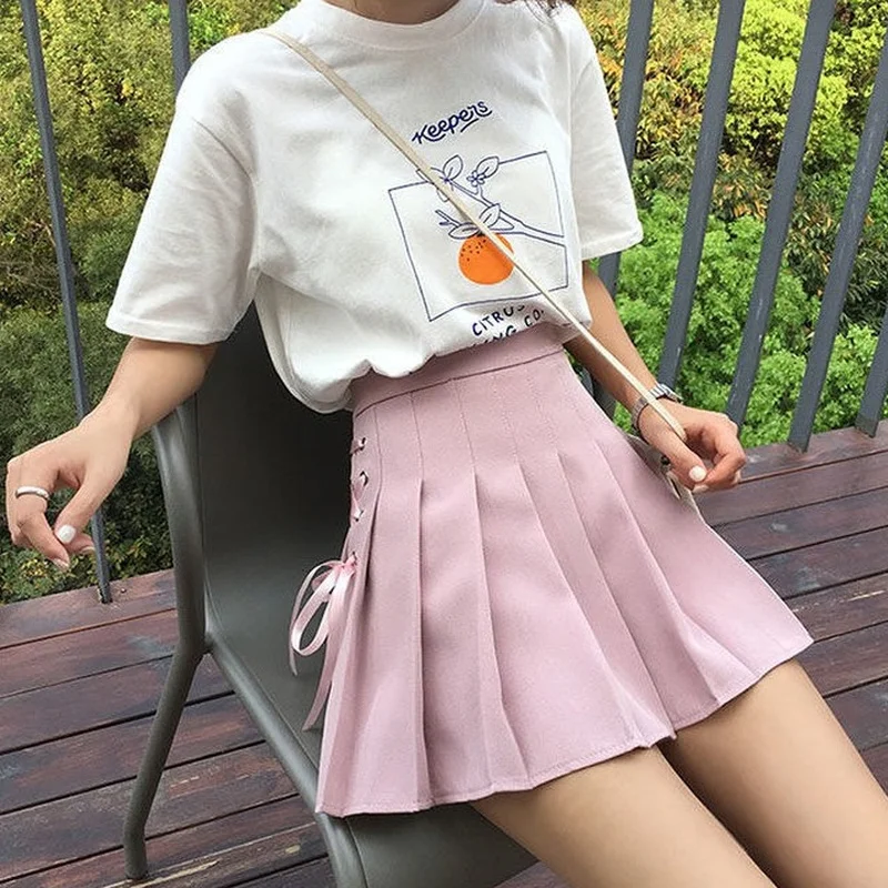 Милая пикантная плиссированная юбка HOUZHOU Женская Мини-юбка трапециевидной формы