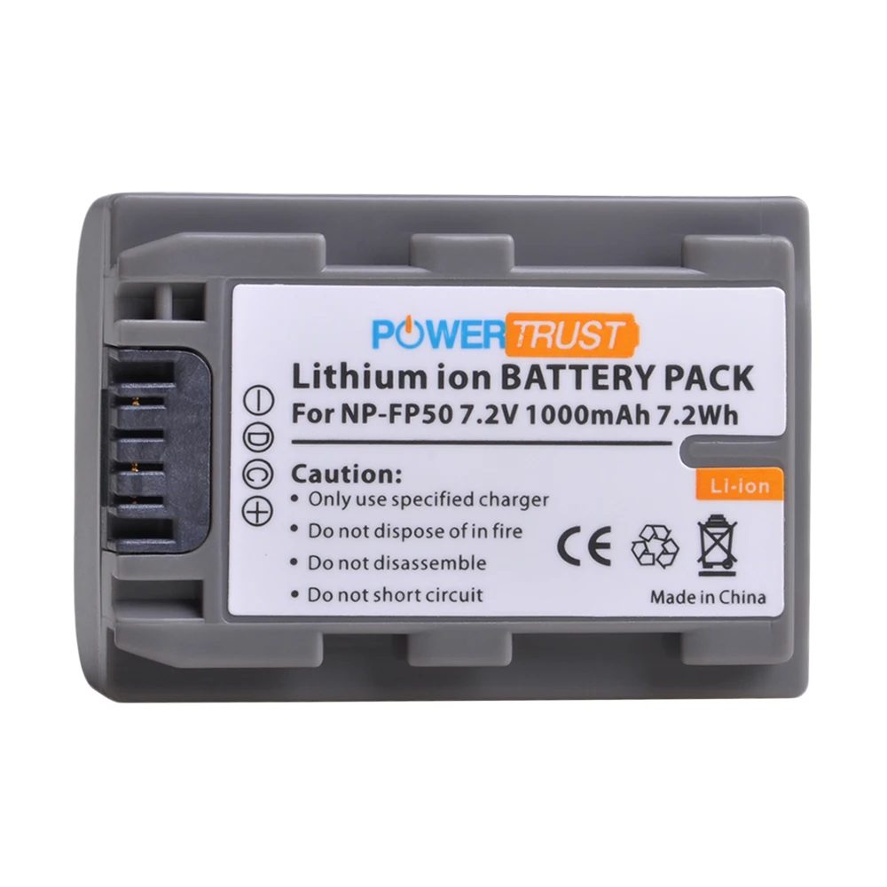 Фото Аккумулятор PowerTrust Li-ion 7.2V 1000mAh NP-FP50 (NPFP50) для Sony NP-FP30 FP60 FP70 FP71 DCR-HC20 HC21 HC22 HC23 №2