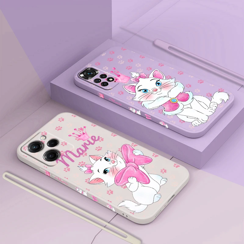 

Cartoon Marie Cat For Xiaomi Redmi Note 12 11 11T 10 10S 9 9S 9T 8 8T 7 Pro Plus Speed Liquid Left Rope Phone Case Coque Capa
