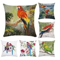 green leaves tropical cushion cover throw pillows cover car sofa decorative pillowcase macaw parrot cushion 4545cm cr050
