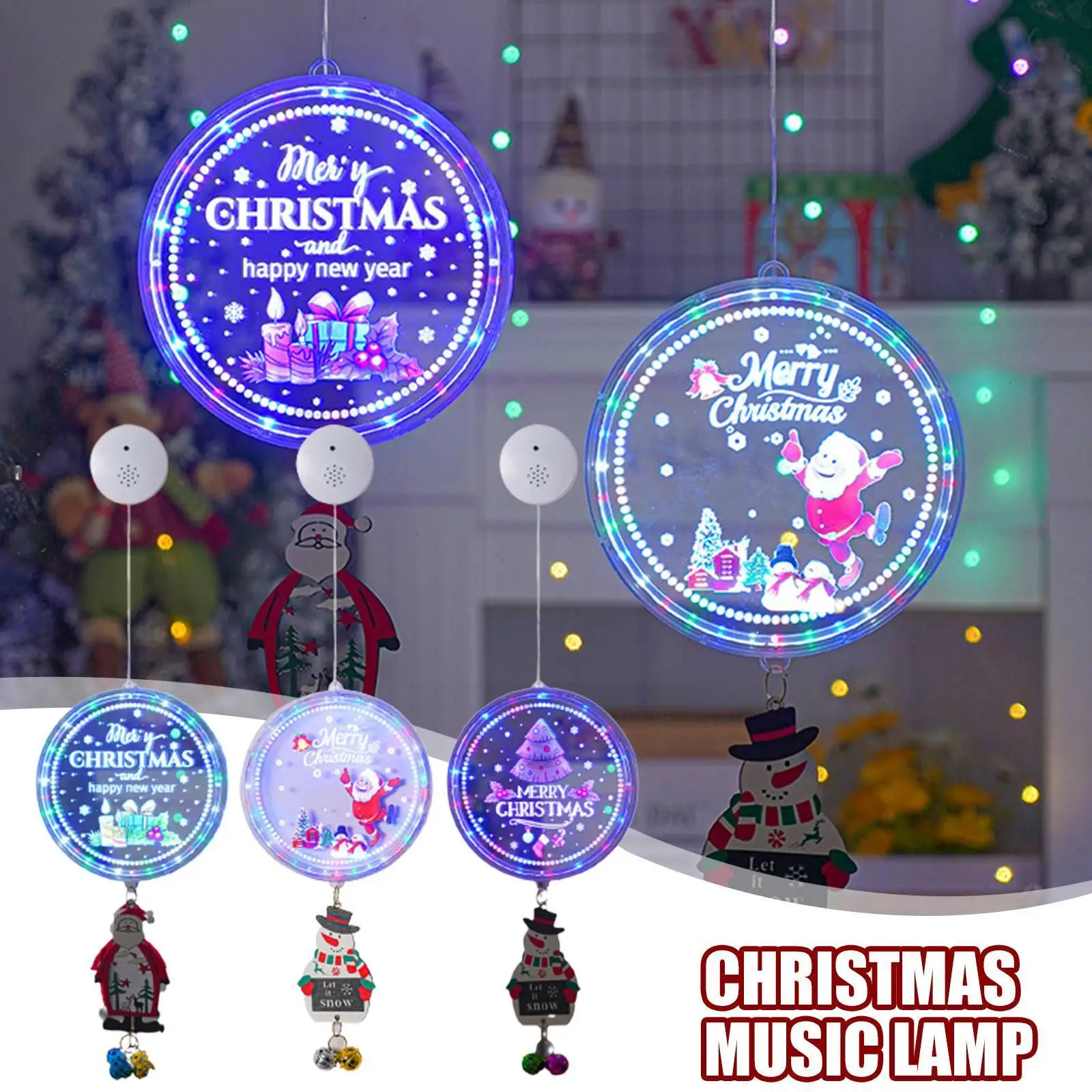 

Светодиодная подвессветильник гирлянда в виде Санта-Клауса, Рождественская елка, Новогодняя лампа на батарейках, Рождественская музыкальн...