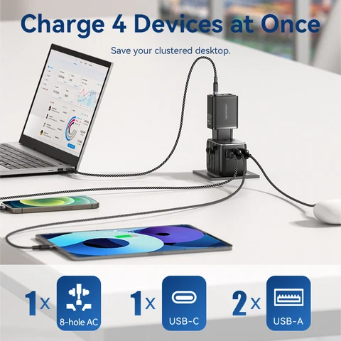 Vention универсальный адаптер для путешествий 20 Вт 3 порта