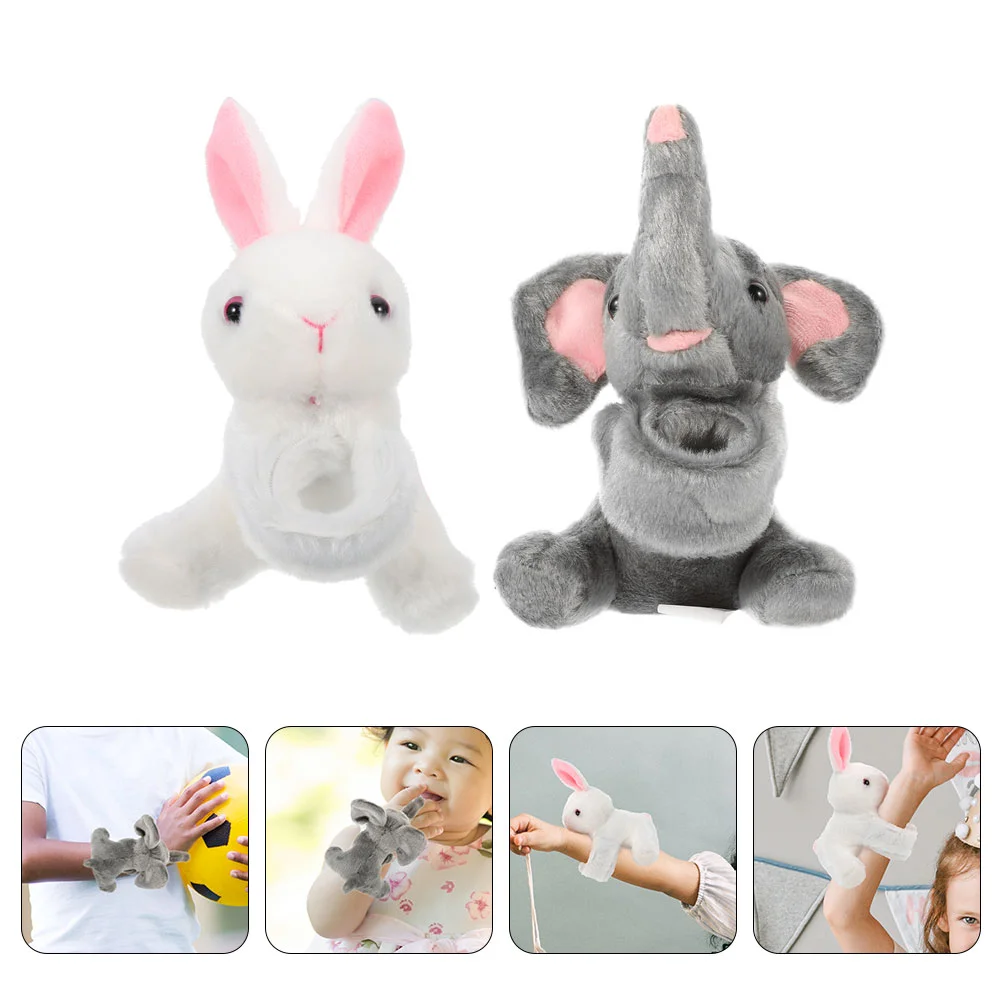 

2 Pcs Bulk Kids Toys Rabbit Plash Wristband Furret Plush Slap Bracelets Animal Slaps Plushia