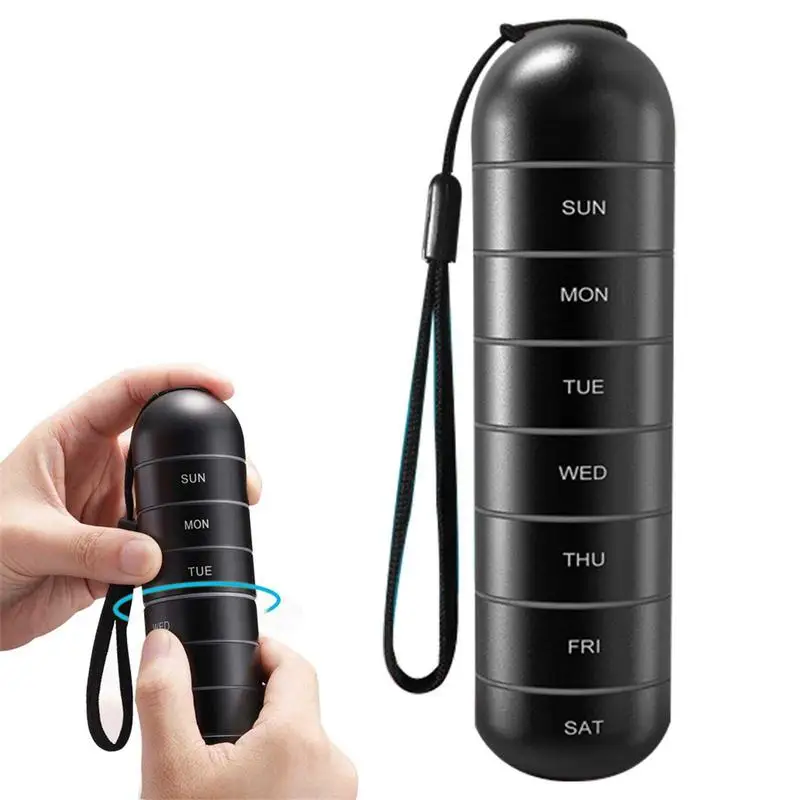 

Металлический влагостойкий Еженедельный органайзер для таблеток, водонепроницаемый алюминиевый контейнер для таблеток, чехол, держатель ...