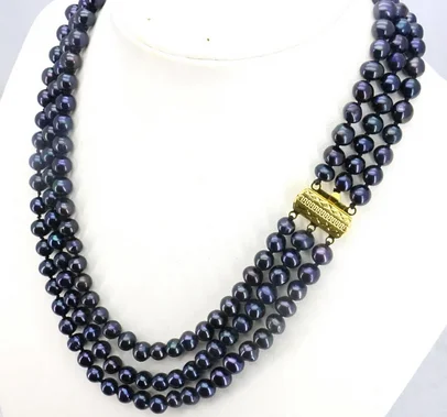 

Ожерелье из черного пресноводного жемчуга в 3 ряда, 7-8 мм, 17-19 дюймов, 2 шт./лот, «сделай сам», оптовая продажа, подходит для женщин, носите ювелирные изделия, ожерелье