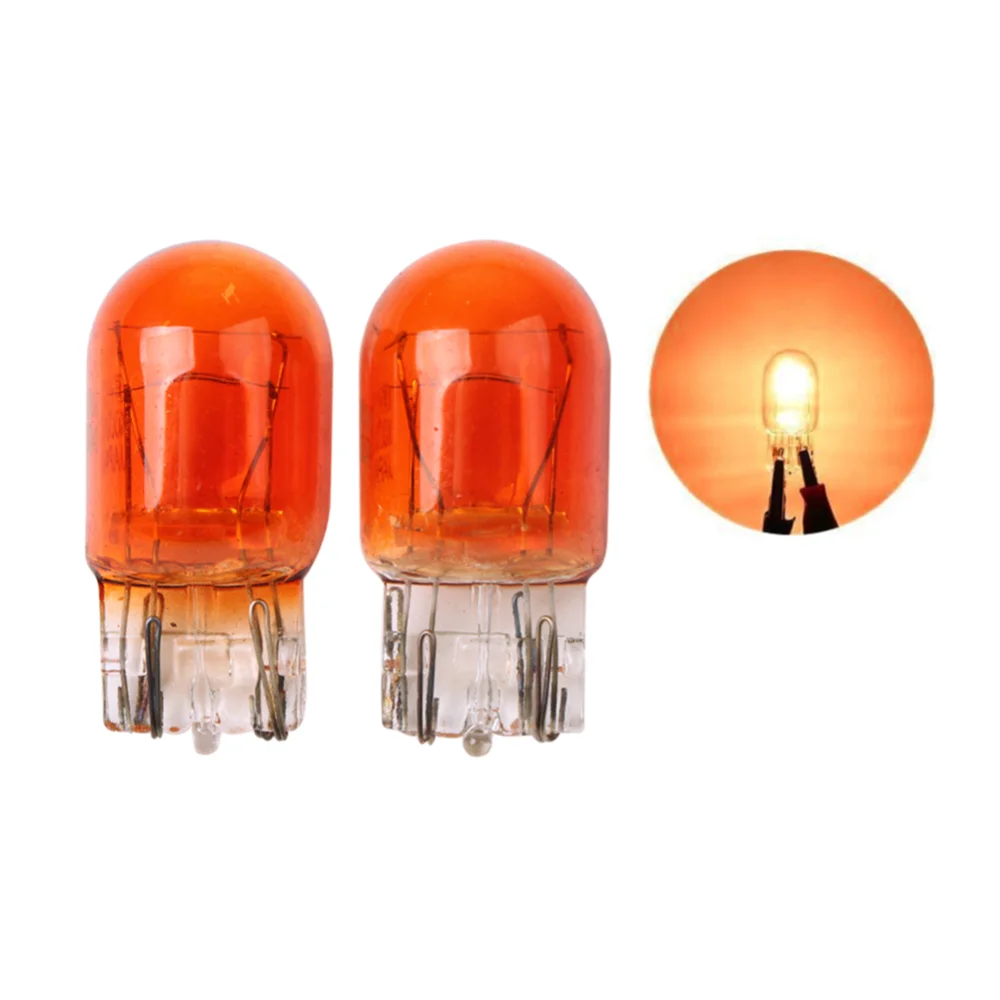 2x T20 7440 7443 1891 Amber Glass Car Halogen Lamp 12V W21/5W brake bulbs Tail Light Stop Light Rear Turn Signal DRL Wedge Base