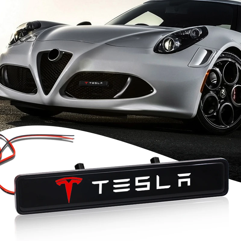 

1pcs Car Styling Front Hood Grille Emblem LED Decorative Light for Tesla Model 3 Model S Model X Model Y Roadster Performance