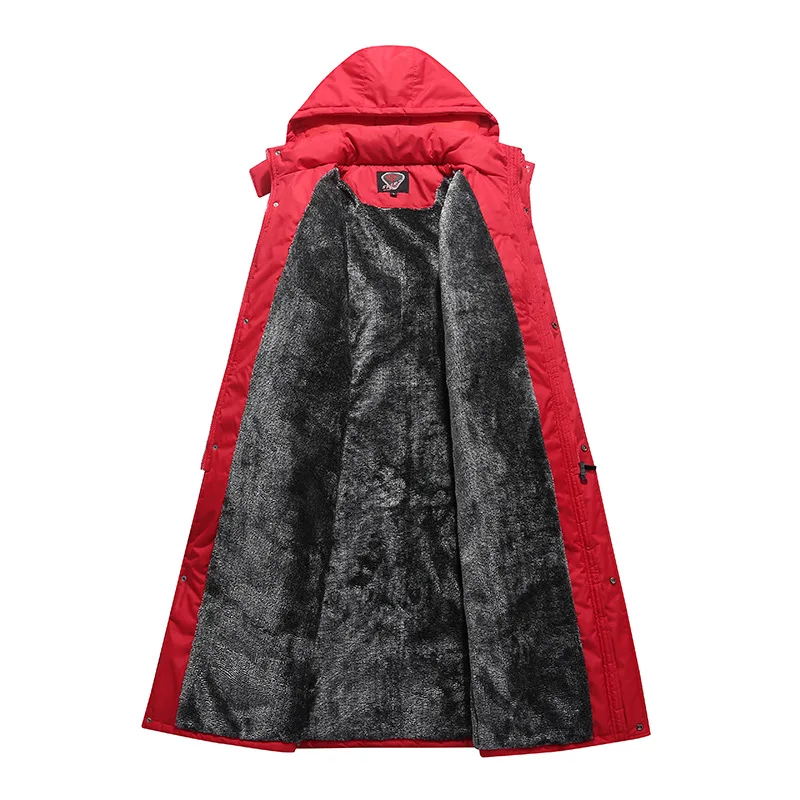 2022 Winter Men's Long Cotton Coat Thickened with Wool Over The Knee Cotton Coat Winterproof Warm Cotton Coat Men's Coat