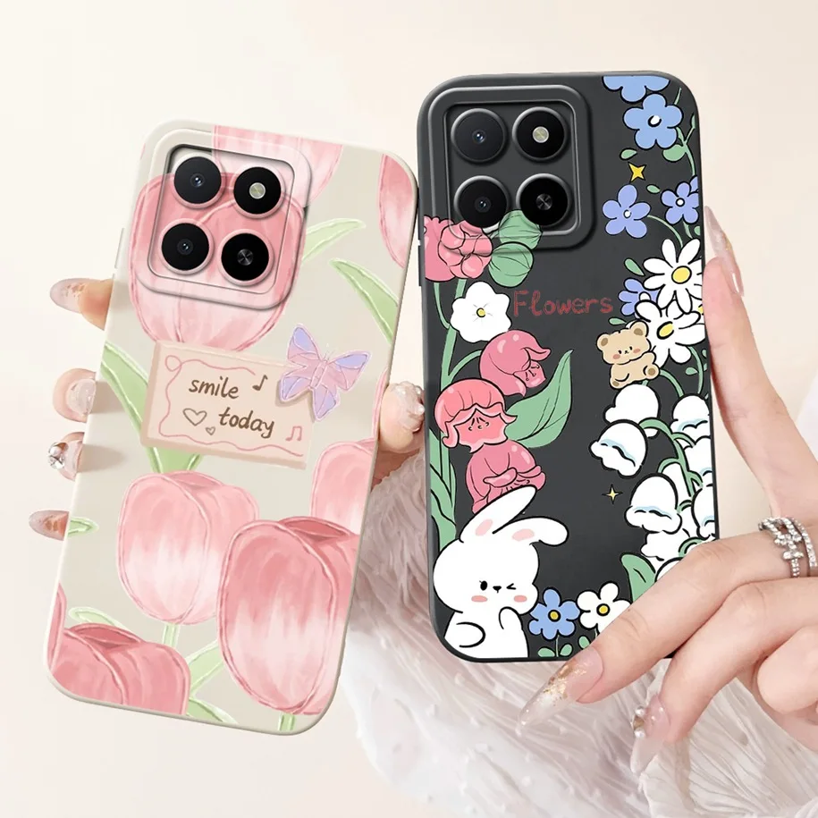 Фото Чехол для Honor X5b Plus GFY-LX2P Funda, популярный цветочный жидкий силиконовый противоударный чехол для Honor X5B 4G X 5B X5bPlus 2024, бампер №3