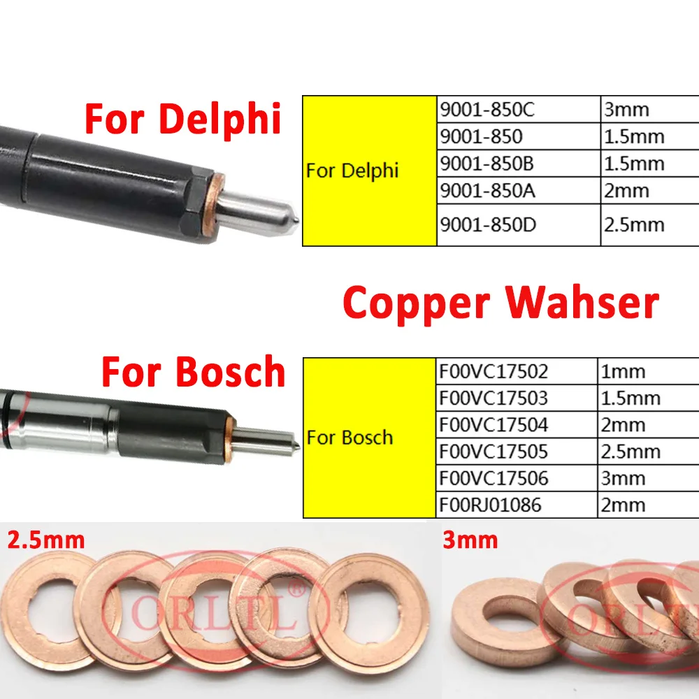 

10 шт. ORLTL 9001-850C шайбы для форсунок, медные кольца, прокладка 9001 850C 9001850C, толщина 7,1*15*3 мм для Delphi EJBR04501D