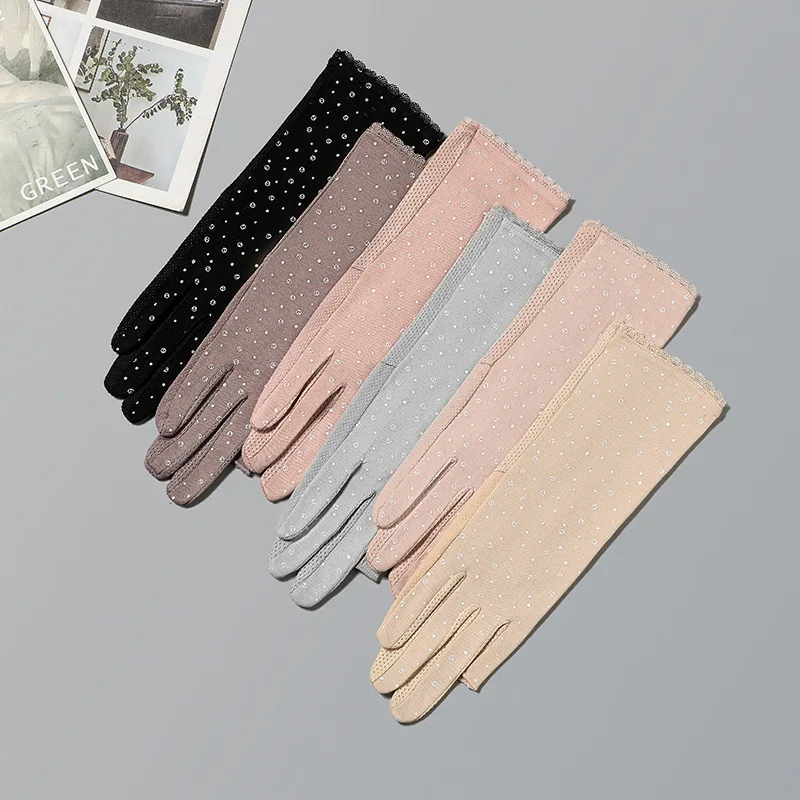 

1 Pair Sun Protection Driving Gloves High Elastic Breathable Non-slip Mid-length Cotton Fingerless Gloves Soft Outdoor Gloves