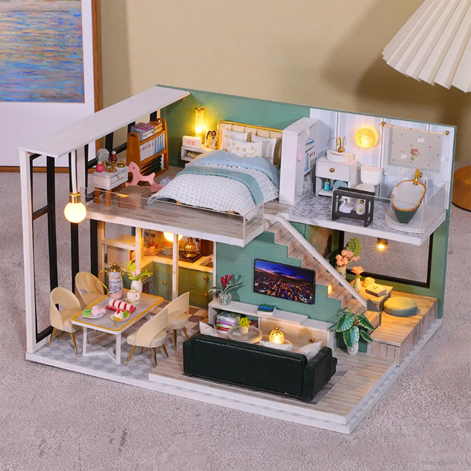 

Unfinished Kit Dollhouse Building Kit for Decor Collection