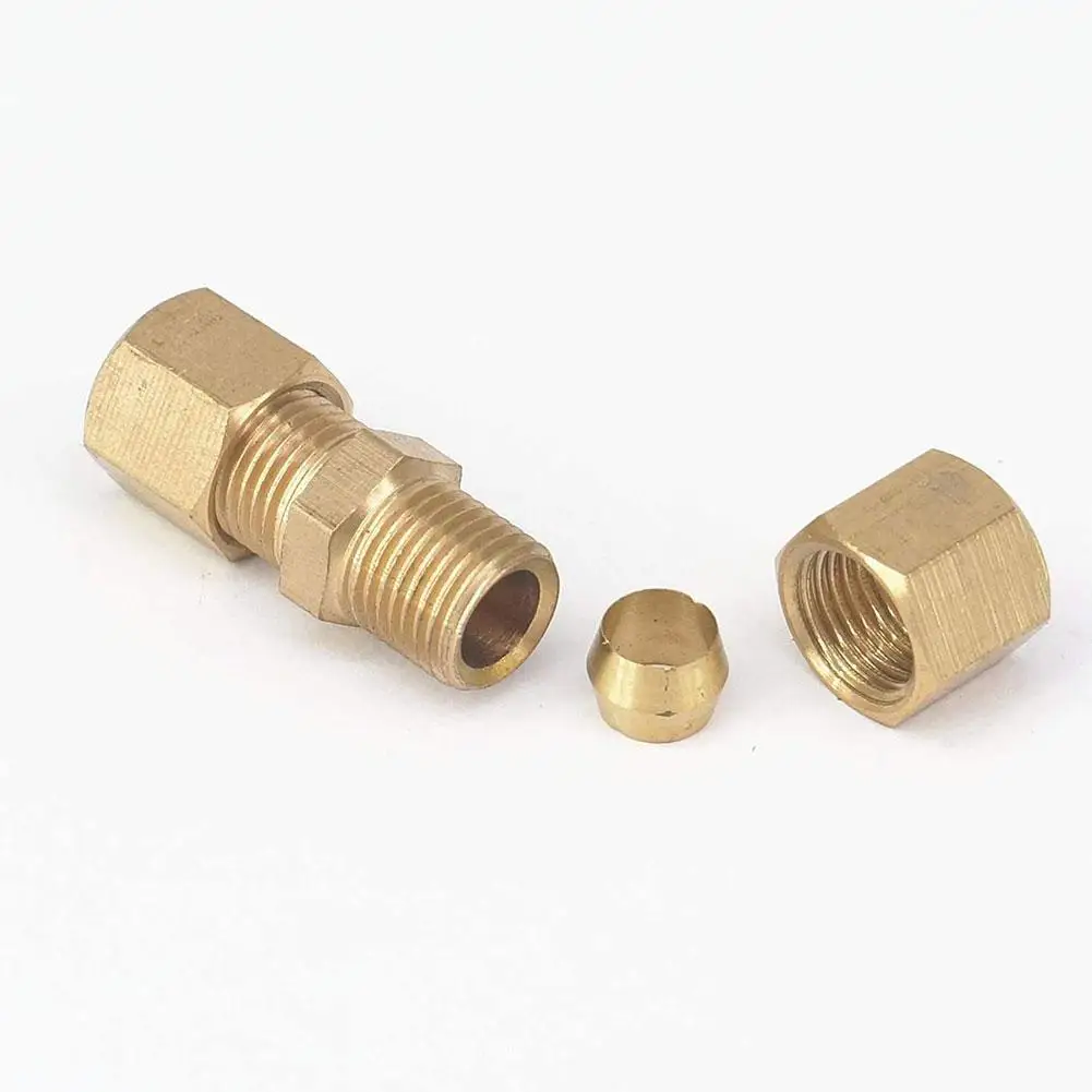 

1 Pcs 3/16in Brass Compressions Fittings Connector Pipe Durable Corrosion Brake Connector Resistant H7g0
