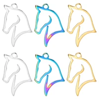 mixed hollow animal horse pendant bulk charms for jewelry making supplies diy stainless steel charm breloque acier inoxydable