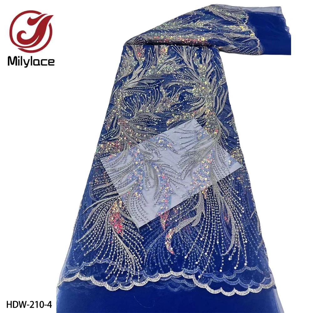 

Fashion African Lace Fabric 2020 High Quality Lace Beaded & Sequins Nigeria Dresses for Women Lace Fabric 5 Yards HDW-210