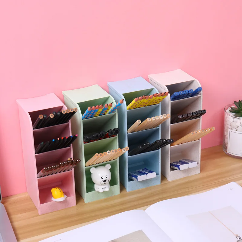 

Desktop Stationery Cosmetic Sundries Organizer Oblique Insertion Matte Pencil Stand Office Desk Storage Accessories Pen Holder