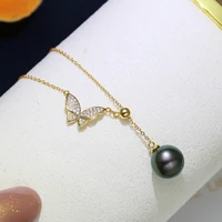 meibapj real natural freshwater pearl butterfly pendant necklace 925 sterling silver fine party jewelry for women