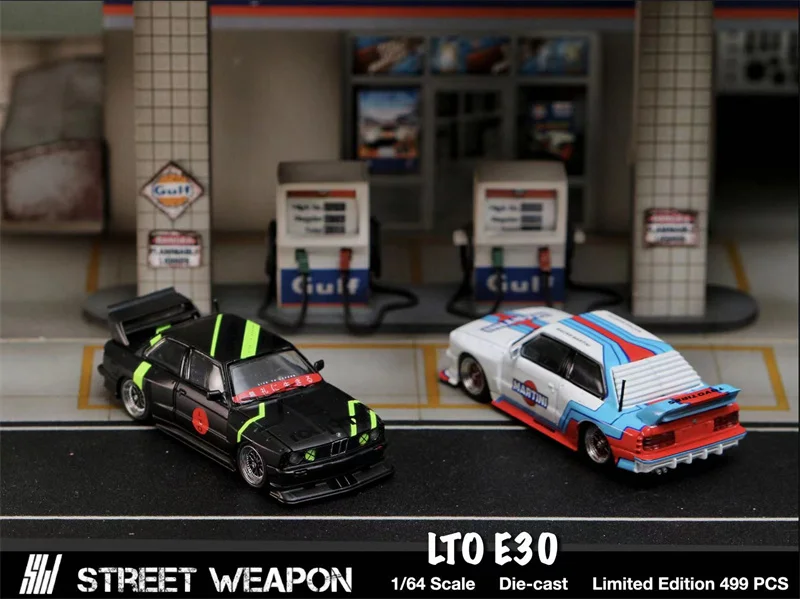 Уличное оружие 1:64 LTO E30 матовый черный/мартини белый модель автомобиля