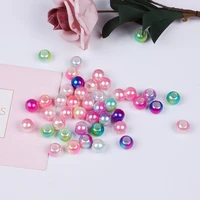 abs imitation pearl plastic perforated colorful big hole round beads bracelet jewelry loose beads accessories factory sales