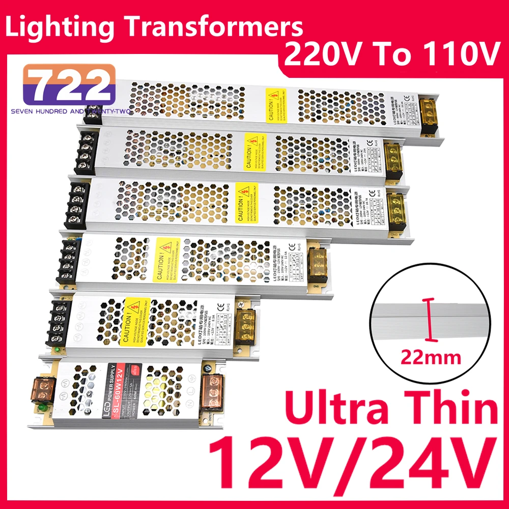 

Ultra Thin LED Power Supply DC 12V 24V Lighting Transformers 60W - 400W AC190-240V Driver for LED Strips Switching Power Supply