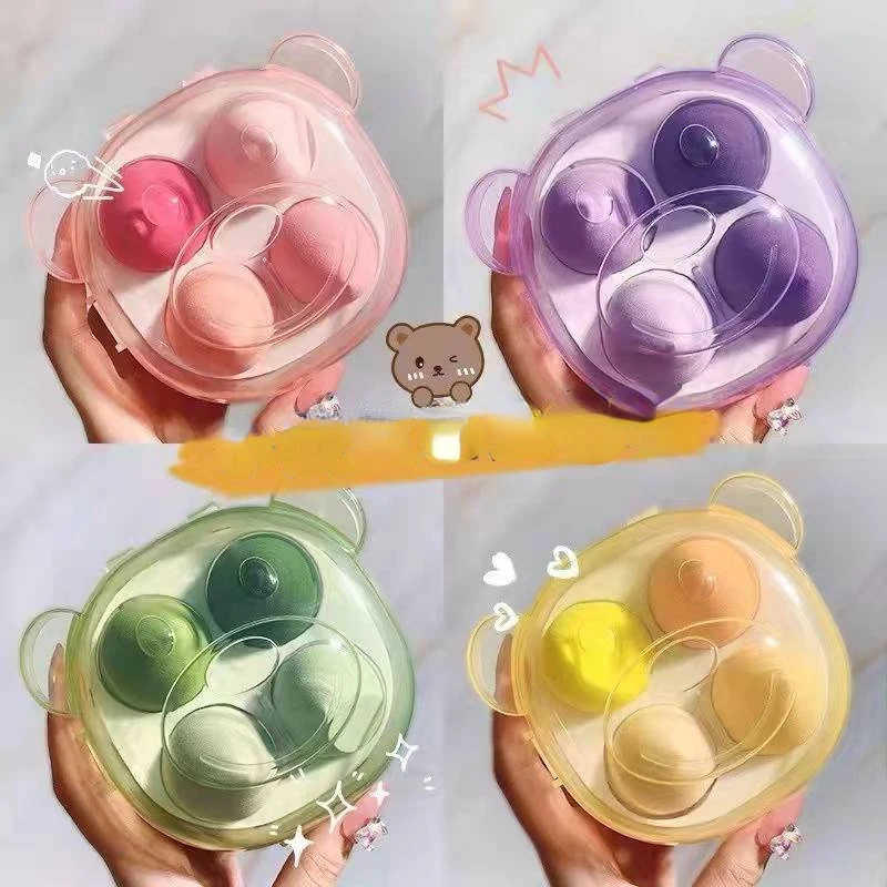 4pcs Makeup Powder Puff Dry and Wet Combined Beauty Cosmetic Puff Foundation Blush Powder Sponge Blender Bevel Cut Make Up Tools