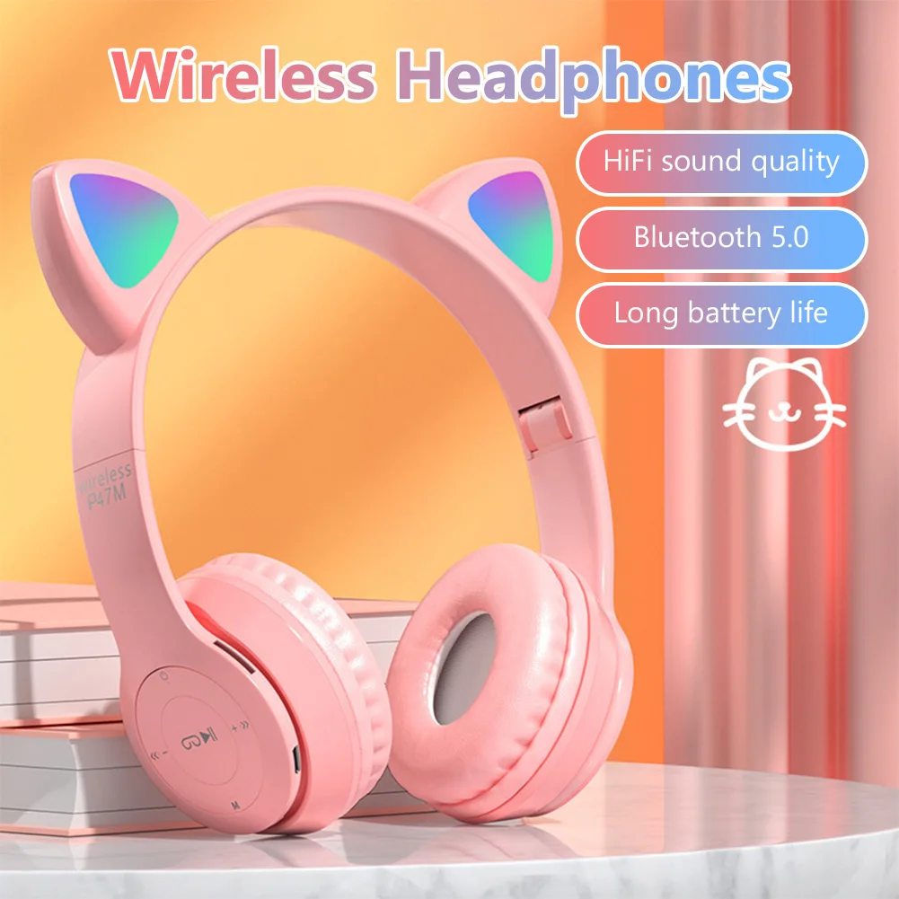 

Bluetooth-наушники со светодиодной подсветкой и микрофоном