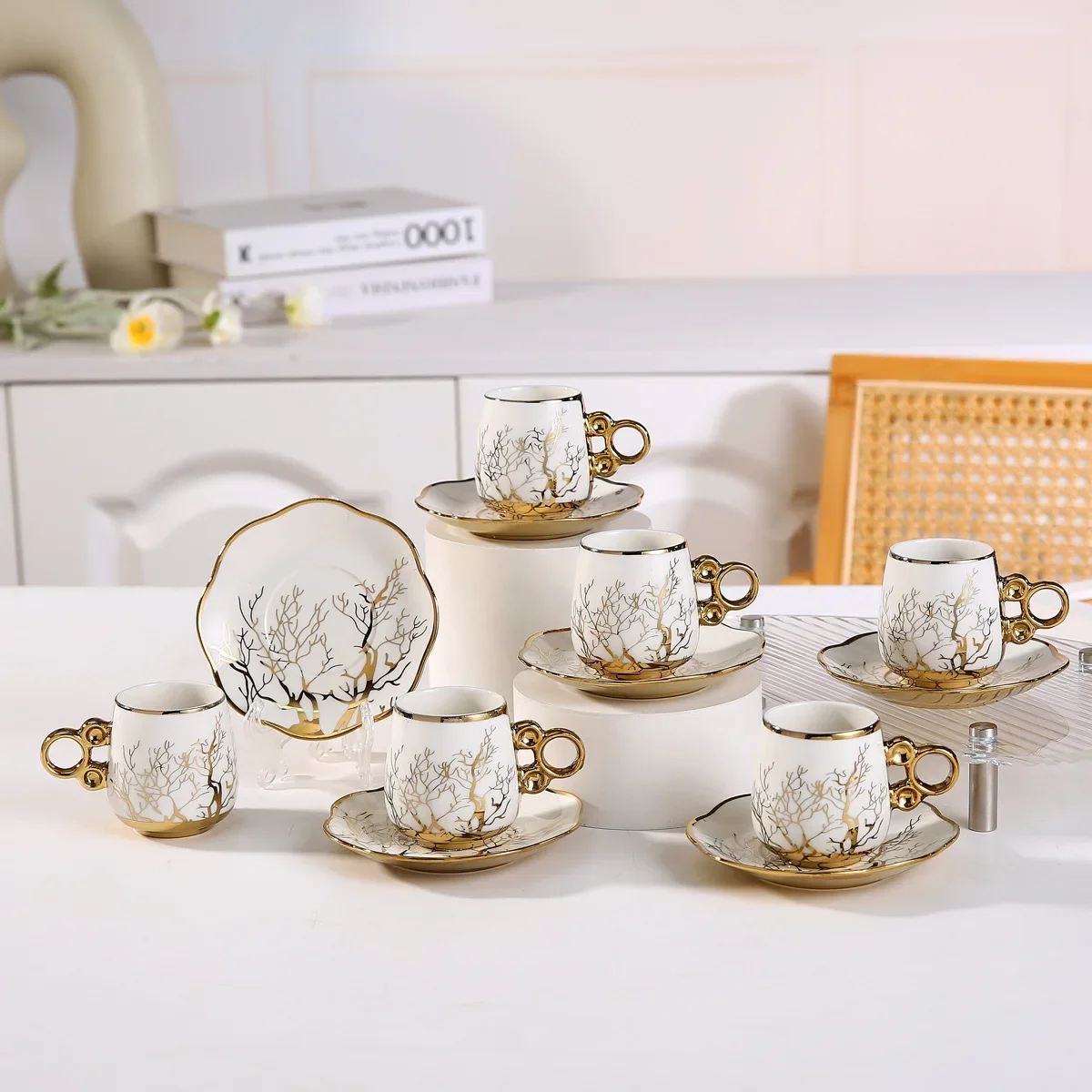 20 комплектов фарфоровые кофейные чашки с узором в виде дерева 6 шт. для эспрессо